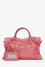 Balenciaga Pink Bruyere Lambskin Leather Giant 12 Rose Gold Motorcycle City Bag