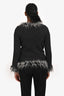Pre-loved Chanel™ Grey Alpaca Cashmere Fur Trimmed Zip Cardigan Size 36