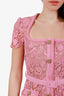 Self-Portrait Pink Lace Guipure Midi Dress with Belt Size 2
