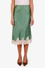 Doen Green Silk Lace Midi Skirt Size XXL
