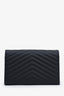 Saint Laurent Black Grain de Poudre Leather Classic Cassandre Wallet on Chain