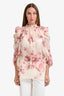 Giambattista Valli Cream/Pink Floral Sheer Silk Blouse Size 44