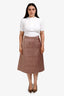 Maison Margiela Rose Bronze Quilted Satin Midi Skirt Size 46
