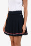 Thom Browne Navy Cotton Pleated Raw Hem Mini Skirt Size 36