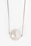 Salvatore Ferragamo Silver Tone White Oversized Pearl Necklace