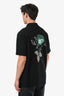 Christian Dior Black Cotton Logo Floral Embroidered 'Jardin' Polo T-Shirt Size XL