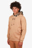 Burberry Camel Cotton Check Hood Paneled Hoodie Size M Mens