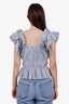 Ulla Johnson Blue/White Striped Linen Ruffled Sleeveless Blouse Size 4