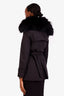 Mackage Black Cotton Duck Down Belted Jacket Size XS