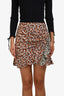 Isabel Marant Cream/Orange Patterned Ruched Mini Skirt Size 36