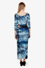 Jean Paul Gaultier Blue Sailor Printed 3/4 Sleeve Cut Out Dress Size S
