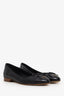 Pre-loved Chanel™ Black Leather Bow CC Cap Toe Ballet Flats Size 36.5
