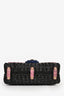 Dolce & Gabbana Black/Pink/Multi Wicker Snake Embossed Lucia Top Handle Bag with Strap