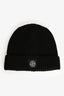 Stone Island Black Rib Knit Patch Logo Beanie Mens
