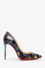 Christian Louboutin Black/Multicolour Patent Leather Loubitag Pigalle Follies 100 Pumps Size 39.5