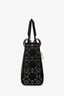 Christian Dior 2017 Black Satin Crystal Embellished Mini Lady Dior With Strap