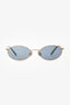 Brunello Cucinelli Silver/Blue Oval Titanium Sunglasses