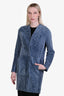 Max Mara Blue Sherpa Midi Length Jacket Size 34