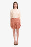 Sandro Orange Floral Print Pleated Mini Shorts Size 42
