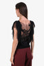 Holy 19 Black Silk Sheer Embellished Ruffle Sleeve Top Size S