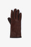 Prada Brown Lambskin Leather Patterned Gloves Size 7