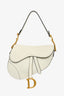 Christian Dior 2021 White Grained Calfskin Leather Saddle Medium Bag