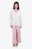 Pre-loved Chanel™ Cruise 2024 Pink/White Cashmere Sequin CC Wide Leg Pants Size 34