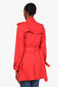 Burberry London Red Nylon Double Breasted Trench Coat Size 38 with Belt