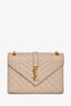 Saint Laurent 2020 Dark Beige Grained Leather Medium Envelope Shoulder Bag