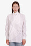 Givenchy White Cotton Detachable Pleated Scarf Button Down Shirt Size 34
