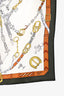 Hermès Olive Green/Cream Silk 'Les Chevaux Dechaines' Scarf 90