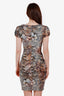 Bluemarine Snake Print Ruched Short Sleeve Midi Dress Size 38