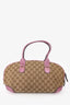 Gucci Purple/Beige GG Canvas Leather Heart Bit Shoulder Bag