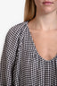 Bernadette Dark Brown/White Gingham Puff Sleeve Dress Size 36