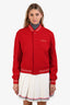 Celine Red Wool Blend 'Teddy Brode' Varsity Jacket Size 36