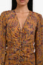 Veronica Beard Mustard Paisley Print Silk 'Ferrara' Ruched Maxi Dress Size 4