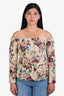 L'Agence Beige/Multi Floral 'Alice' Off Shoulder Blazer Size 8