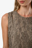 Robe sans manches Dolce & Gabbana marron en tweed avec empiècement en dentelle, taille 42