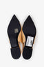 Pre-loved Chanel™ 24A Beige Leather Black CC Logo Coco Slingback Flats Size 36.5