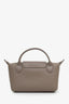 Longchamp Taupe Coated Canvas Mini Pouch