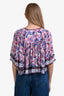 Isabel Marant Etoile Purple Sheer Floral Print Top Size 38