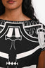 Hermès Black/White Silk Graphic Print Dress with Belt Size 36