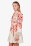 Zimmermann White/Pink Linen Floral Print Devi Mini Dress Size 1