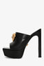Versace Black Leather La Medusa Platform Mules Size 36.5