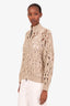 Brunello Cucinelli Brown Cotton Open Knit Monili Zip Up Sweater Size Medium