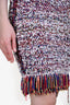 Balmain White/Multicolour Knit Fringe Sleeveless Dress Size 38
