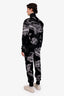 Givenchy Black Velour Floral Print Zip Up Sweater and Track Pants Size L/XL Mens
