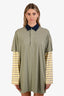 Staud Green/Yellow Striped Cotton T-Shirt Dress Size S