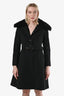 Max Mara Studio Black Wool Long Single Breasted Coat Size 6