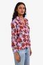 Alice & Olivia Purple/Red Floral Long Sleeve Button Down Top Size XS